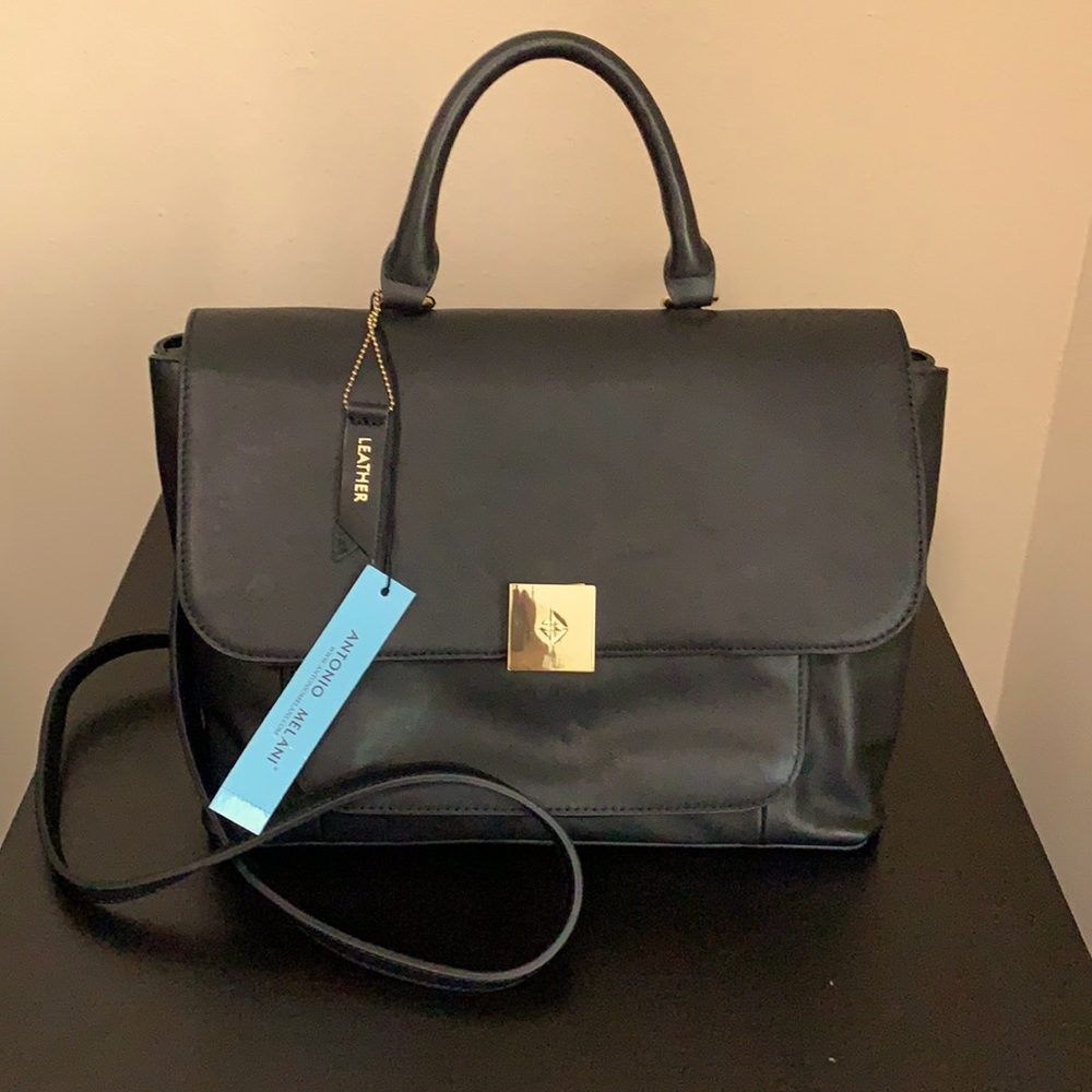 Antonio Melani Leather Black Purse/Handbag